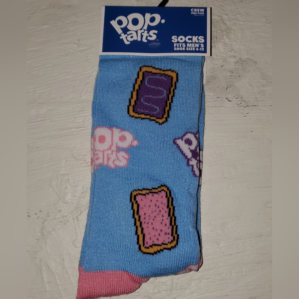 Pop Tarts Blue Crew Socks Men's Size 6-12 NWT